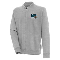 Men's Antigua Heather Gray Jacksonville Jaguars Victory Full-Zip Jacket