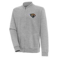 Men's Antigua Heather Gray Jacksonville Jaguars Victory Full-Zip Jacket