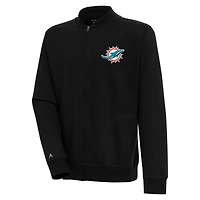 Men's Antigua Black Miami Dolphins Victory Full-Zip Jacket