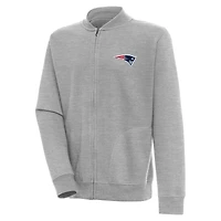 Men's Antigua  Heather Gray New England Patriots Victory Full-Zip Jacket