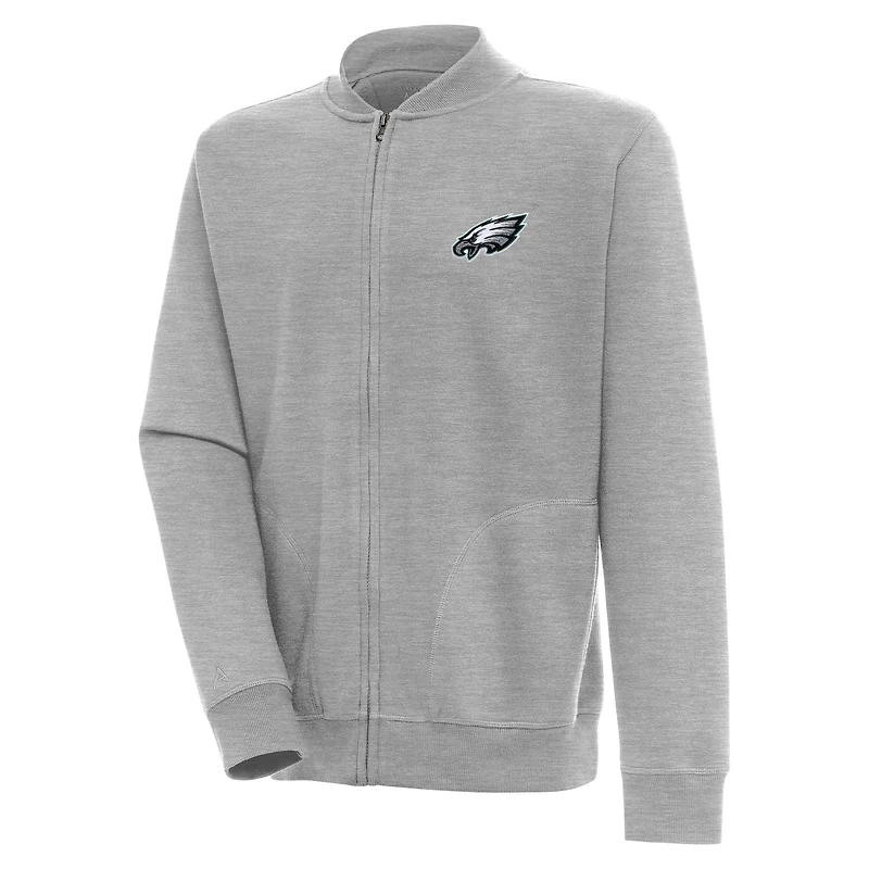 Men's Antigua  Heather Gray Philadelphia Eagles Victory Full-Zip Jacket