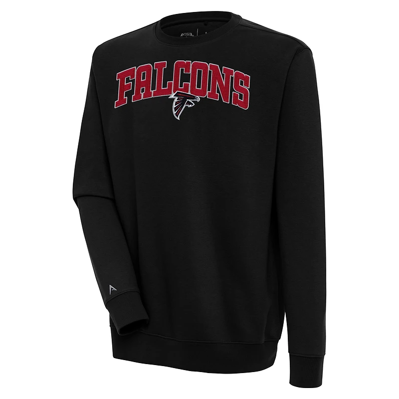 Men's Antigua Black Atlanta Falcons Victory Chenille Pullover Sweatshirt