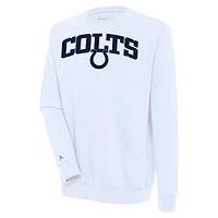 Men's Antigua  White Indianapolis Colts Victory Chenille Pullover Sweatshirt