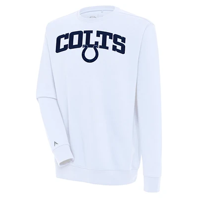 Men's Antigua  White Indianapolis Colts Victory Chenille Pullover Sweatshirt