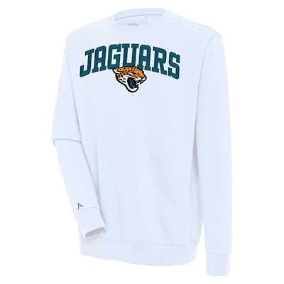 Men's Antigua  White Jacksonville Jaguars Victory Chenille Pullover Sweatshirt