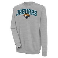 Men's Antigua  Heather Gray Jacksonville Jaguars Victory Chenille Pullover Sweatshirt