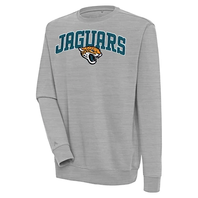 Men's Antigua  Heather Gray Jacksonville Jaguars Victory Chenille Pullover Sweatshirt