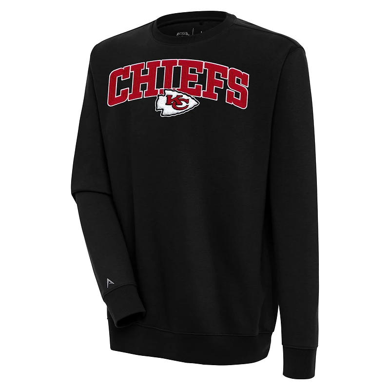 Men's Antigua Black Kansas City Chiefs Victory Chenille Pullover Sweatshirt