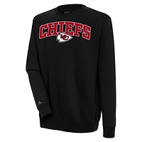 Men's Antigua  Black Kansas City Chiefs Victory Chenille Pullover Sweatshirt