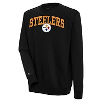 Men's Antigua  Black Pittsburgh Steelers Victory Chenille Pullover Sweatshirt