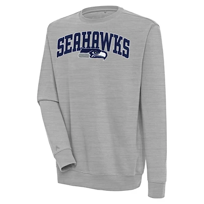 Men's Antigua  Heather Gray Seattle Seahawks Victory Chenille Pullover Sweatshirt