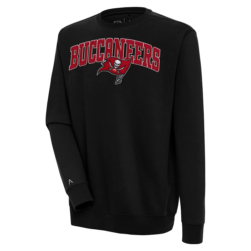 Men's Antigua Black Tampa Bay Buccaneers Victory Chenille Pullover Sweatshirt