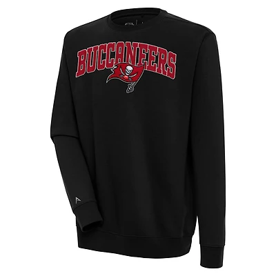 Men's Antigua Black Tampa Bay Buccaneers Victory Chenille Pullover Sweatshirt