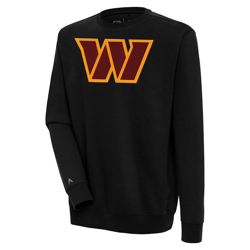 Men's Antigua Black Washington Commanders Victory Chenille Pullover Sweatshirt