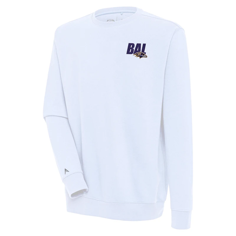Men's Antigua  White Baltimore Ravens Victory Pullover Sweatshirt