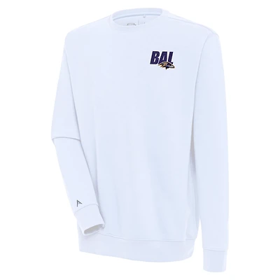 Men's Antigua  White Baltimore Ravens Victory Pullover Sweatshirt