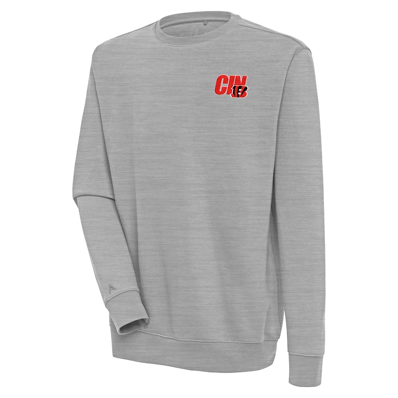 Men's Antigua Heather Gray Cincinnati Bengals Victory Pullover Sweatshirt