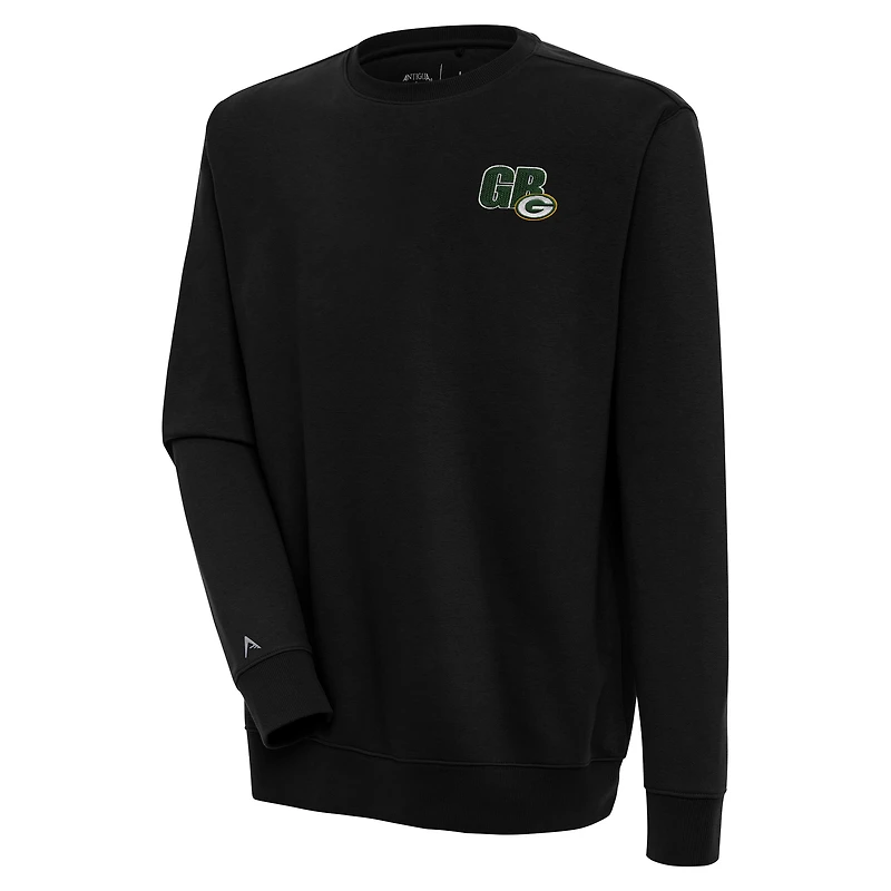 Men's Antigua Black Green Bay Packers Victory Pullover Sweatshirt