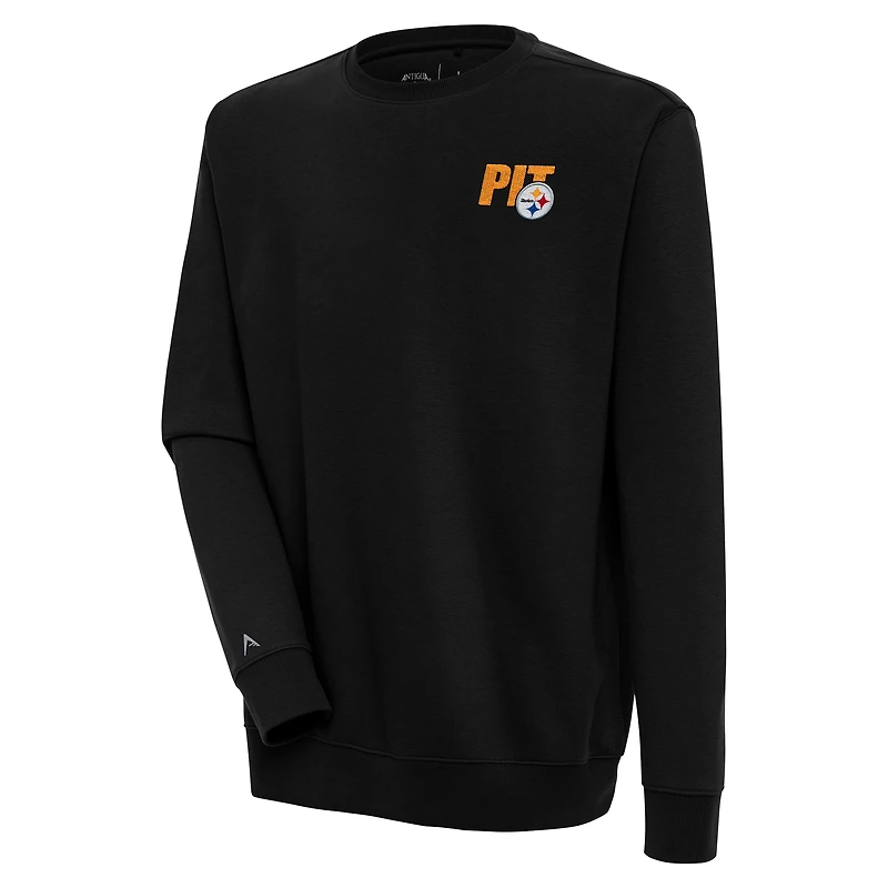 Men's Antigua Black Pittsburgh Steelers Victory Pullover Sweatshirt