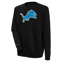 Men's Antigua  Black Detroit Lions Victory Pullover Sweatshirt