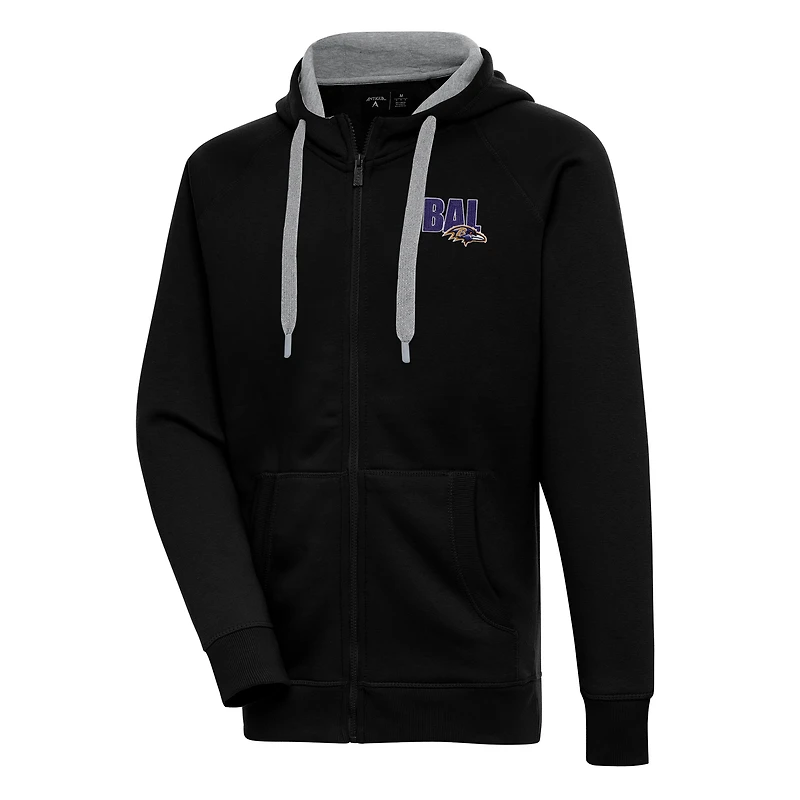 Men's Antigua Black Baltimore Ravens Victory Full-Zip Hoodie