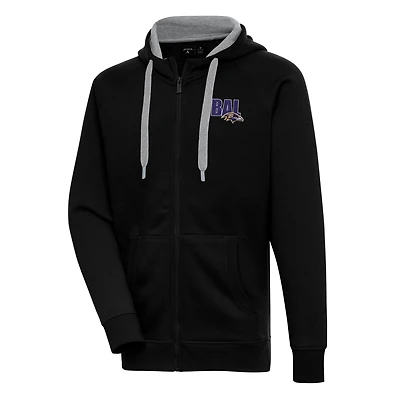 Men's Antigua Black Baltimore Ravens Victory Full-Zip Hoodie