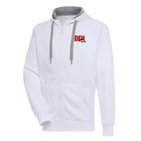 Men's Antigua  White Denver Broncos Victory Full-Zip Hoodie