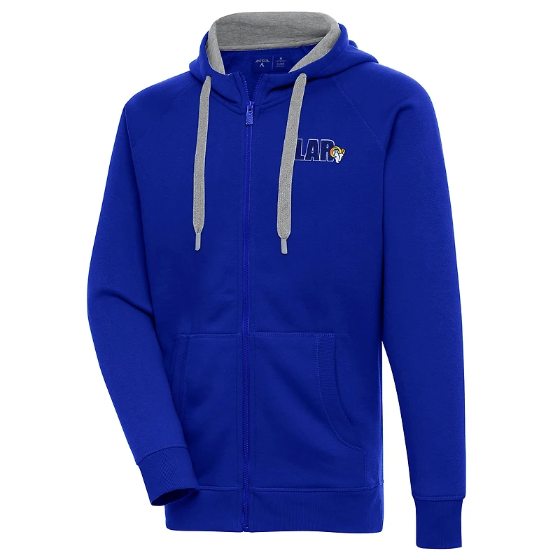 Men's Antigua  Royal Los Angeles Rams Victory Full-Zip Hoodie