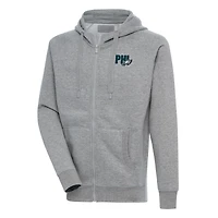 Men's Antigua  Heather Gray Philadelphia Eagles Victory Full-Zip Hoodie