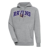 Men's Antigua  Heather Gray Baltimore Ravens Victory Pullover Hoodie