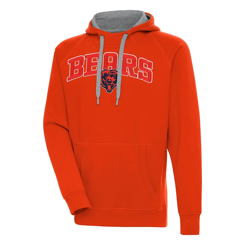Men's Antigua Orange Chicago Bears Victory Pullover Hoodie