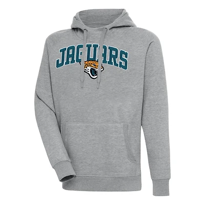 Men's Antigua  Heather Gray Jacksonville Jaguars Victory Pullover Hoodie