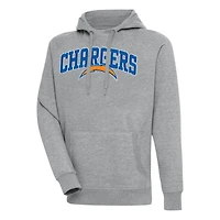 Men's Antigua  Heather Gray Los Angeles Chargers Victory Pullover Hoodie