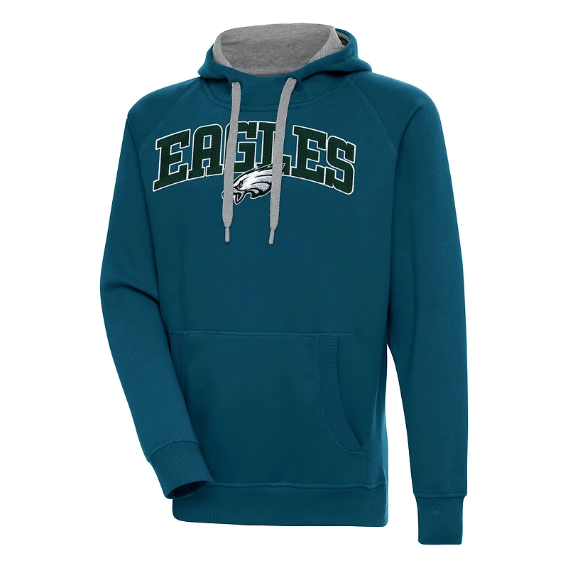 Men's Antigua Midnight Green Philadelphia Eagles Victory Pullover Hoodie
