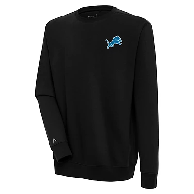 Men's Antigua Black Detroit Lions Victory Pullover Sweatshirt