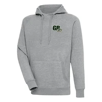 Men's Antigua  Heather Gray Green Bay Packers Victory Pullover Hoodie