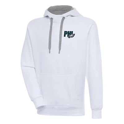 Men's Antigua  White Philadelphia Eagles Victory Pullover Hoodie