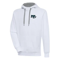 Men's Antigua  White Philadelphia Eagles Victory Pullover Hoodie