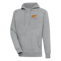 Men's Antigua  Heather Gray Pittsburgh Steelers Victory Pullover Hoodie