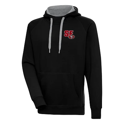 Men's Antigua  Black San Francisco 49ers Victory Pullover Hoodie