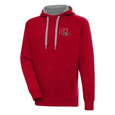 Men's Antigua  Scarlet San Francisco 49ers Victory Pullover Hoodie