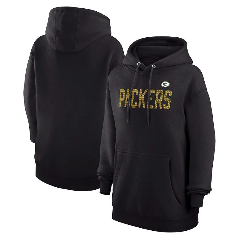 Women's G-III 4Her by Carl Banks  Black Green Bay Packers Dot Print Pullover Hoodie