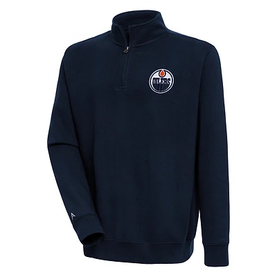 Men's Antigua  Navy Edmonton Oilers Victory Quarter-Zip Pullover Top