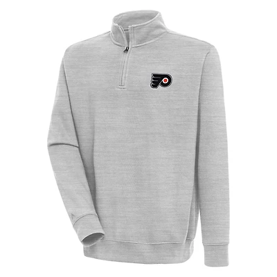 Men's Antigua  Heather Gray Philadelphia Flyers Victory Quarter-Zip Pullover Top