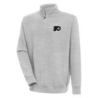 Men's Antigua  Heather Gray Philadelphia Flyers Victory Quarter-Zip Pullover Top