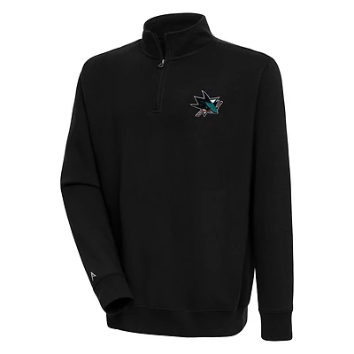 Men's Antigua Black San Jose Sharks Victory Quarter-Zip Pullover Top