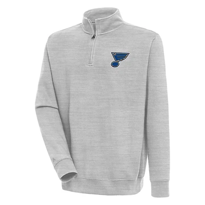 Men's Antigua  Heather Gray St. Louis Blues Victory Quarter-Zip Pullover Top
