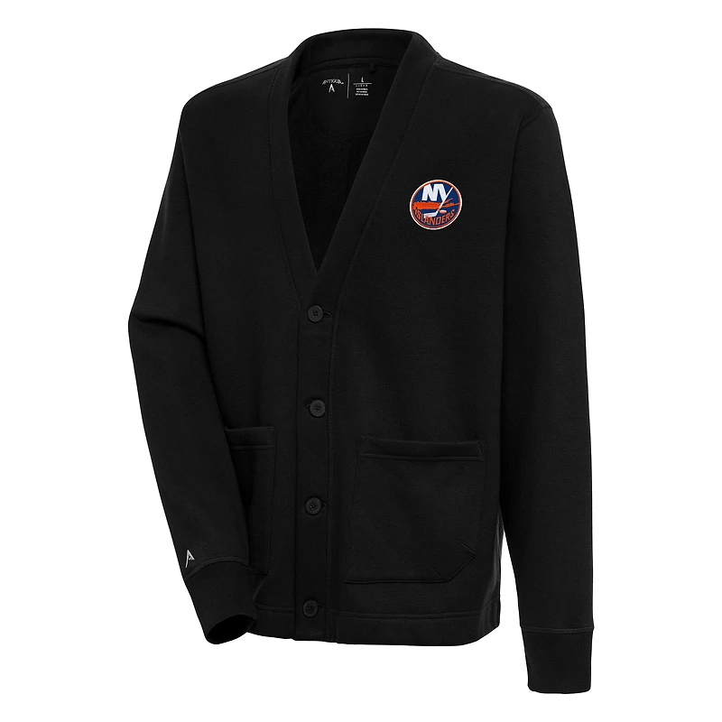 Men's Antigua Black New York Islanders Victory Cardigan