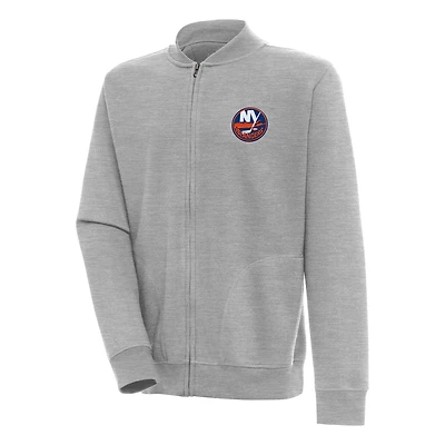 Men's Antigua  Heather Gray New York Islanders Victory Full-Zip Jacket