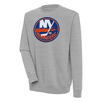 Men's Antigua  Heather Gray New York Islanders Victory Pullover Sweatshirt